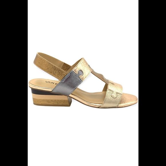 Vaneli Leather Puzzle Piece Heeled Sandals Channa Multi Metallic - Wide - Picture 1 of 5